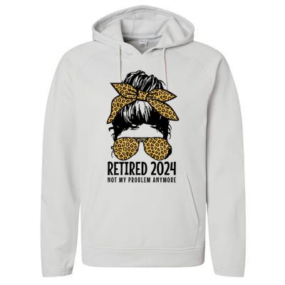 Retired 2024 Not My Problem Anymore Vintage Funny Performance Fleece Hoodie