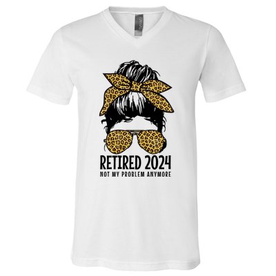 Retired 2024 Not My Problem Anymore Vintage Funny V-Neck T-Shirt