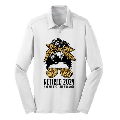 Retired 2024 Not My Problem Anymore Vintage Funny Silk Touch Performance Long Sleeve Polo