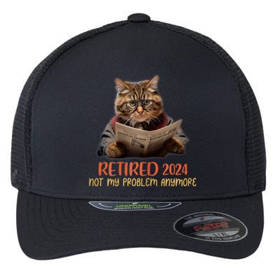 Retired 2024 Not My Problem Anymore Funny Reading Cat Lover Flexfit Unipanel Trucker Cap