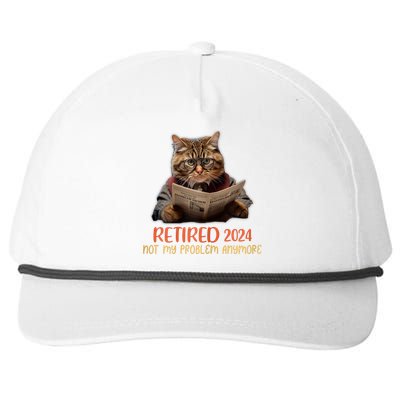 Retired 2024 Not My Problem Anymore Funny Reading Cat Lover Snapback Five-Panel Rope Hat