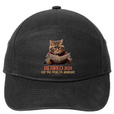 Retired 2024 Not My Problem Anymore Funny Reading Cat Lover 7-Panel Snapback Hat