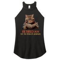 Retired 2024 Not My Problem Anymore Funny Reading Cat Lover Women’s Perfect Tri Rocker Tank