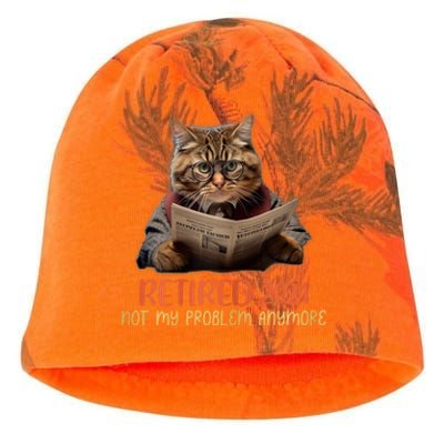 Retired 2024 Not My Problem Anymore Funny Reading Cat Lover Kati - Camo Knit Beanie