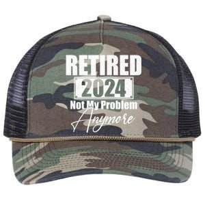 Retired 2024 Not My Problem Anymore Funny Retro Rope Trucker Hat Cap