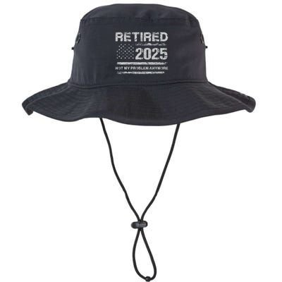 Retired 2025 Not My Problem Anymore Retirement American Flag Legacy Cool Fit Booney Bucket Hat