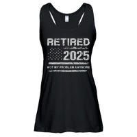 Retired 2025 Not My Problem Anymore Retirement American Flag Ladies Essential Flowy Tank