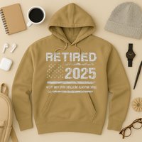 Retired 2025 Not My Problem Anymore Retirement American Flag Hoodie