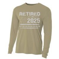 Retired 2025 Not My Problem Anymore Retirement American Flag Cooling Performance Long Sleeve Crew