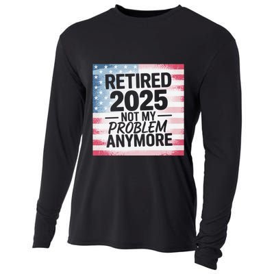 Retired 2025 Not My Problem Anymore Vintage Usa Flag Cooling Performance Long Sleeve Crew