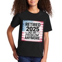 Retired 2025 Not My Problem Anymore Vintage Usa Flag Kids T-Shirt