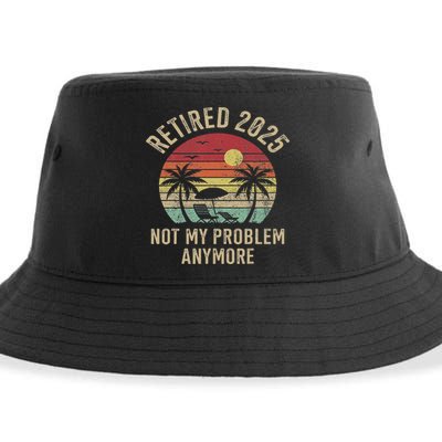 Retired 2025 Not My Problem Anymore Vintage Beach Retirement Sustainable Bucket Hat