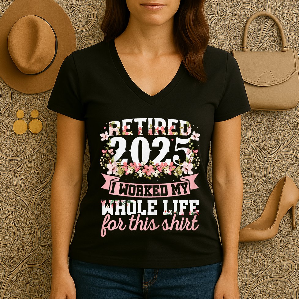 Retired 2025 Not My Problem Anymore Retirement 2025 Women Women's V-Neck T-Shirt