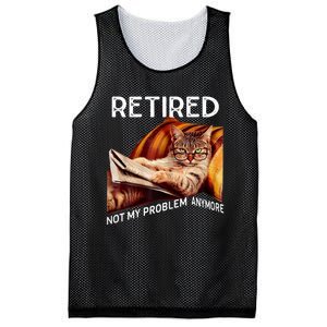 Retired 2024 Not My Problem Anymore Cute Cat Mesh Reversible Basketball Jersey Tank