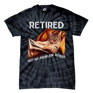 Retired 2024 Not My Problem Anymore Cute Cat Tie-Dye T-Shirt