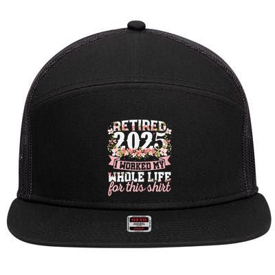 Retired 2025 Not My Problem Anymore Retirement 2025 Women Gift 7 Panel Mesh Trucker Snapback Hat