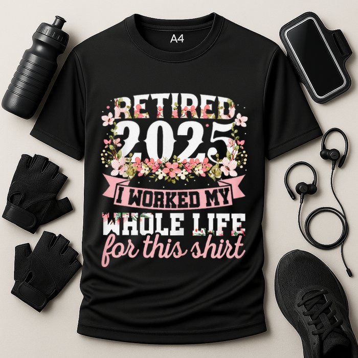 Retired 2025 Not My Problem Anymore Retirement 2025 Women Gift Cooling Performance Crew T-Shirt