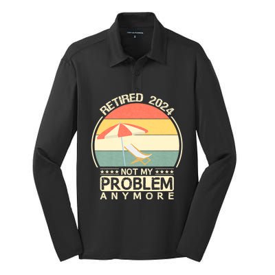 Retired 2024 Not My Problem Anymore Vintage Silk Touch Performance Long Sleeve Polo