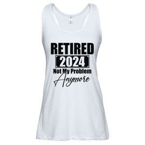 Retired 2024 Not My Problem Anymore Funny Retirement 2024 Ladies Essential Flowy Tank