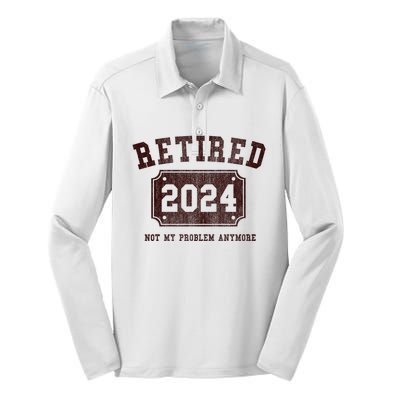 Retired 2024 Not My Problem Anymore Vintage Silk Touch Performance Long Sleeve Polo