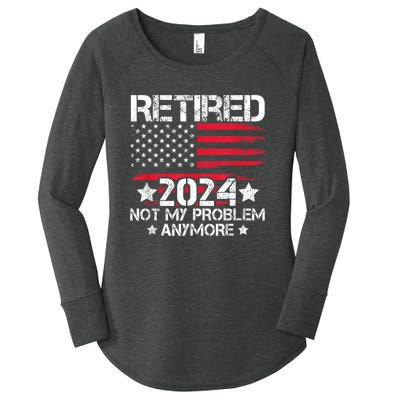 Retired 2024 Not My Problem Anymore Retirement American Flag Women's Perfect Tri Tunic Long Sleeve Shirt