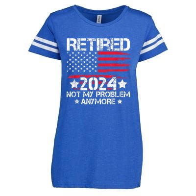 Retired 2024 Not My Problem Anymore Retirement American Flag Enza Ladies Jersey Football T-Shirt