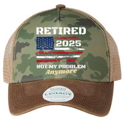 Retired 2025 Not My Problem Anymore American Flag Retirement Legacy Tie Dye Trucker Hat