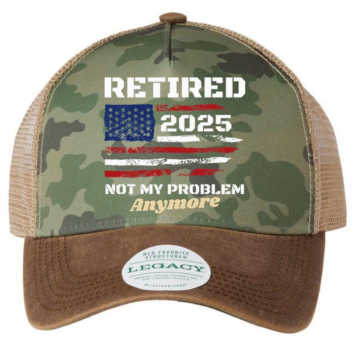 Retired 2025 Not My Problem Anymore American Flag Retirement Legacy Tie Dye Trucker Hat