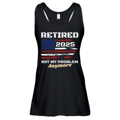 Retired 2025 Not My Problem Anymore American Flag Retirement Ladies Essential Flowy Tank