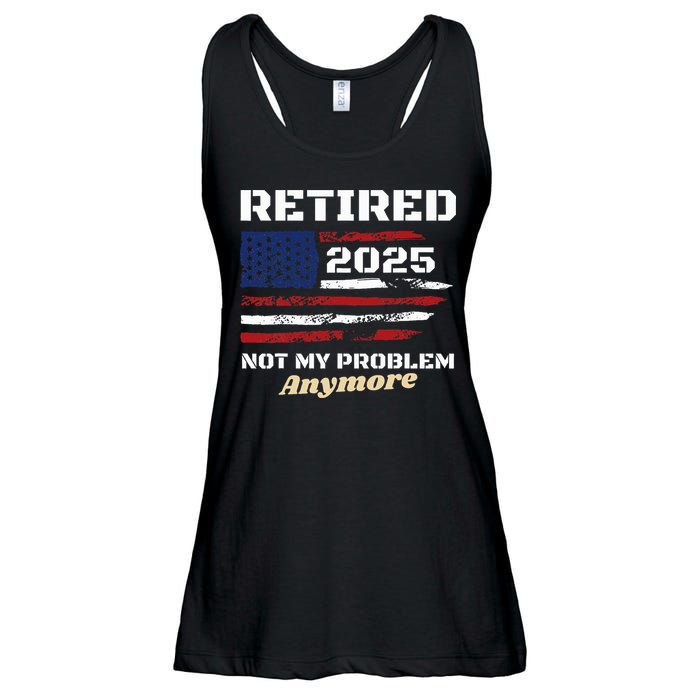 Retired 2025 Not My Problem Anymore American Flag Retirement Ladies Essential Flowy Tank