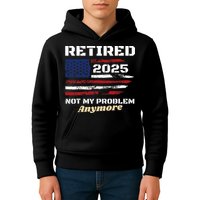 Retired 2025 Not My Problem Anymore American Flag Retirement Kids Hoodie