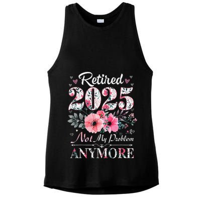 Retired 2025 Not My Problem Anymore Vintage Retirement 2024 Ladies PosiCharge Tri-Blend Wicking Tank
