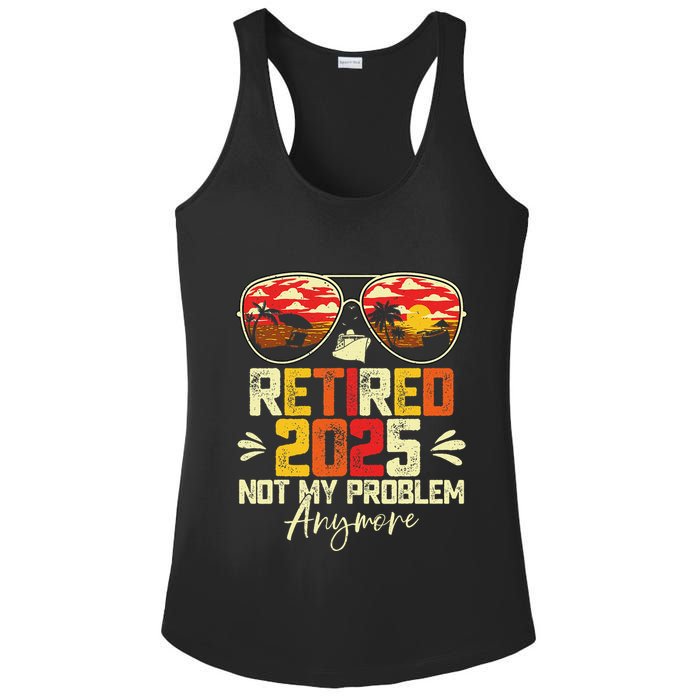 Retired 2025 Not My Problem Anymore Retirement Ladies PosiCharge Competitor Racerback Tank