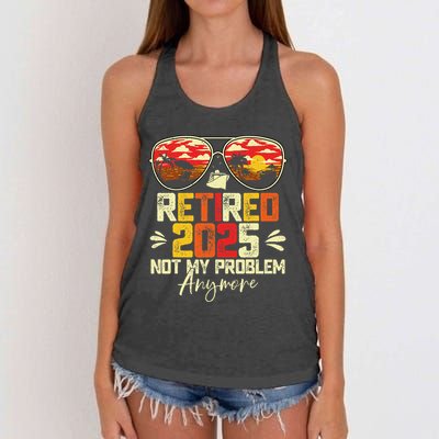 Retired 2025 Not My Problem Anymore Retirement Women's Knotted Racerback Tank