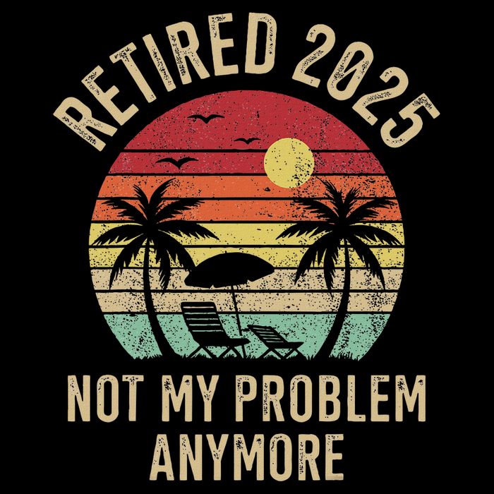 Retired 2025 Not My Problem Anymore Vintage Beach Retirement Drawstring Bag