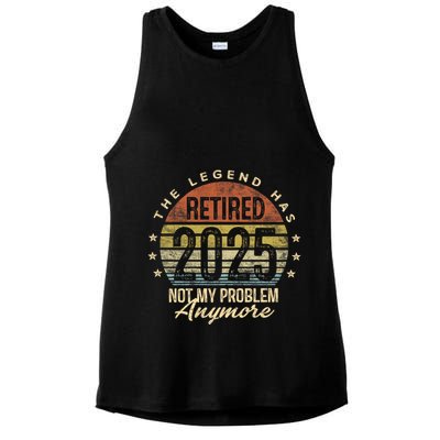 Retired 2025 Not My Problem Anymore Retirement Gifts Dad Ladies PosiCharge Tri-Blend Wicking Tank