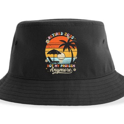 Retired 2025 Not My Problem Anymore Groovy Retirement 2025 Sustainable Bucket Hat