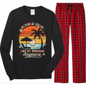 Retired 2025 Not My Problem Anymore Groovy Retirement 2025 Long Sleeve Pajama Set