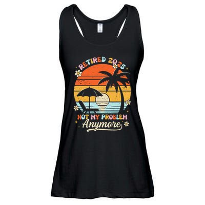 Retired 2025 Not My Problem Anymore Groovy Retirement 2025 Ladies Essential Flowy Tank