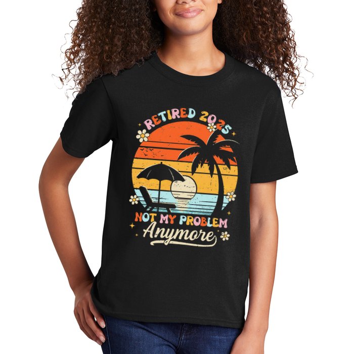 Retired 2025 Not My Problem Anymore Groovy Retirement 2025 Kids T-Shirt