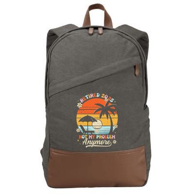 Retired 2025 Not My Problem Anymore Groovy Retirement 2025 Cotton Canvas Backpack
