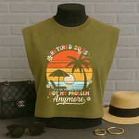 Retired 2025 Not My Problem Anymore Groovy Retirement 2025 Garment-Dyed Women's Muscle Tee