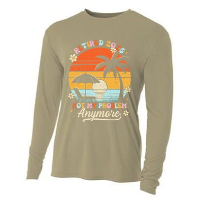 Retired 2025 Not My Problem Anymore Groovy Retirement 2025 Cooling Performance Long Sleeve Crew
