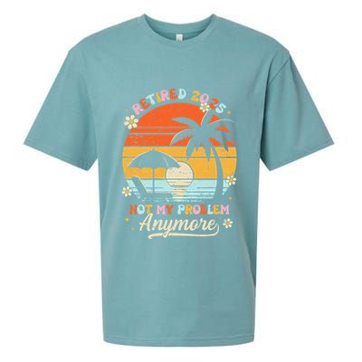 Retired 2025 Not My Problem Anymore Groovy Retirement 2025 Sueded Cloud Jersey T-Shirt
