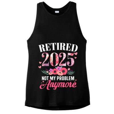 Retired 2025 Not My Problem Anymore Floral Women Retirement Ladies PosiCharge Tri-Blend Wicking Tank
