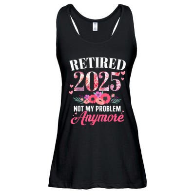 Retired 2025 Not My Problem Anymore Floral Women Retirement Ladies Essential Flowy Tank