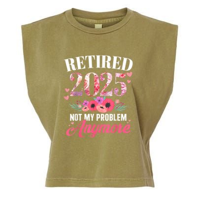 Retired 2025 Not My Problem Anymore Floral Women Retirement Garment-Dyed Women's Muscle Tee