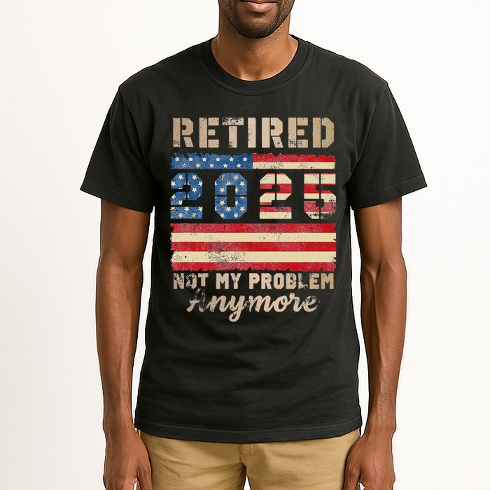 Retired 2025 Not My Problem Anymore Distressed Us Flag Tall T-Shirt