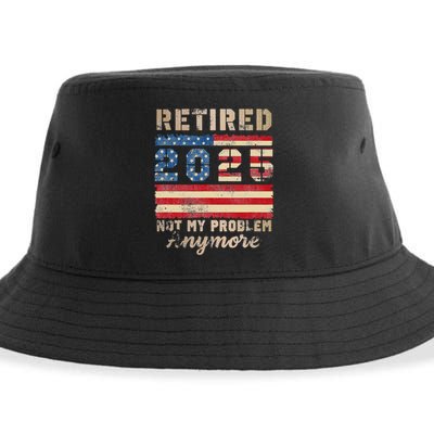 Retired 2025 Not My Problem Anymore Distressed Us Flag Sustainable Bucket Hat