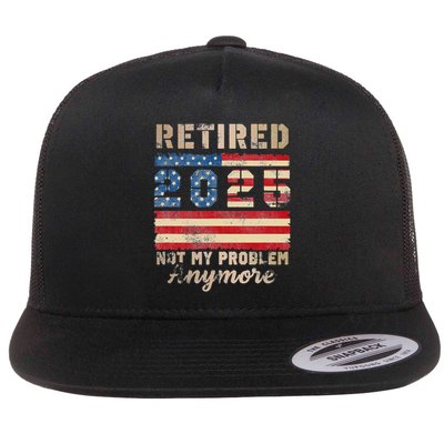 Retired 2025 Not My Problem Anymore Distressed Us Flag Flatbill Hat